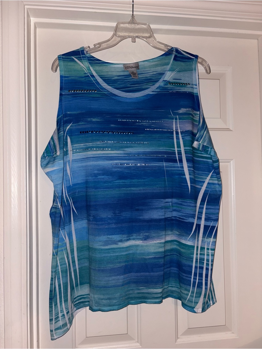Catherines Liz & Me Blue Striped Sleeveless Top